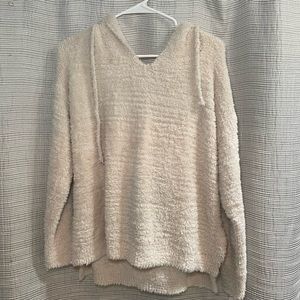 Cream sweater with hood. Runs true to size